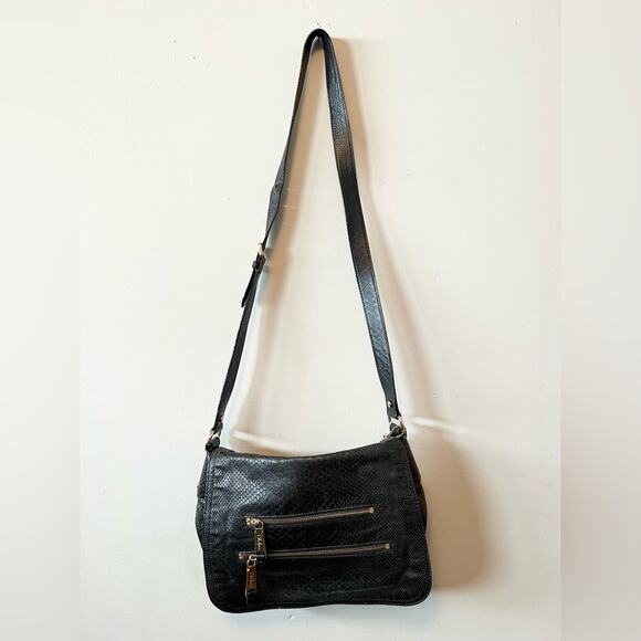 Cole Haan black snake print crossbody bag reptile print fall winter dark - Picture 1 of 11